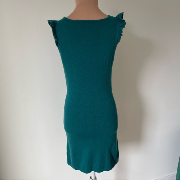 Dakota Martin Green Cashmere Knit Ruffle Trim Sleeveless Scoop Neck Dress Sz XS - Picture 3 of 10